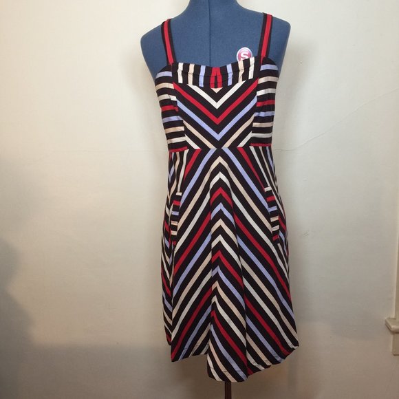 Brand Unknown (Tag Cut Out) Chevron Striped Cotton Dress Size S - Picture 1 of 6